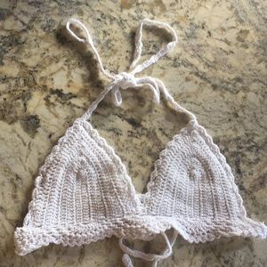 Women’s crochet bright white bikini top